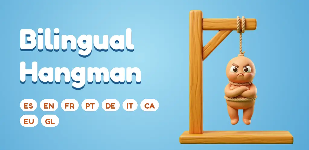 Bilingual Hangman: el muñeco gruñón en su horca de juguete
